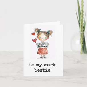 Op mijn werk Bestie, Happy Birthday Kaart