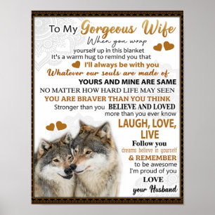 Op mijn Wolf Wife Birthday Gift, een paar bruiloft Poster