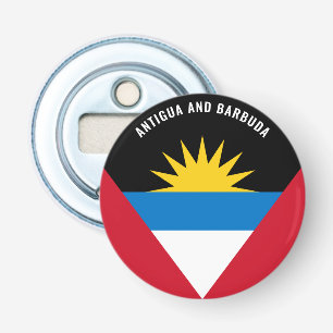 Op naar Antigua en Barbuda! Prachtig patriottisch Button Flesopener