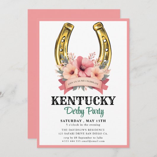 Op naar de races! Doe mee aan een Derby Party Kaart (Voorkant / Achterkant)