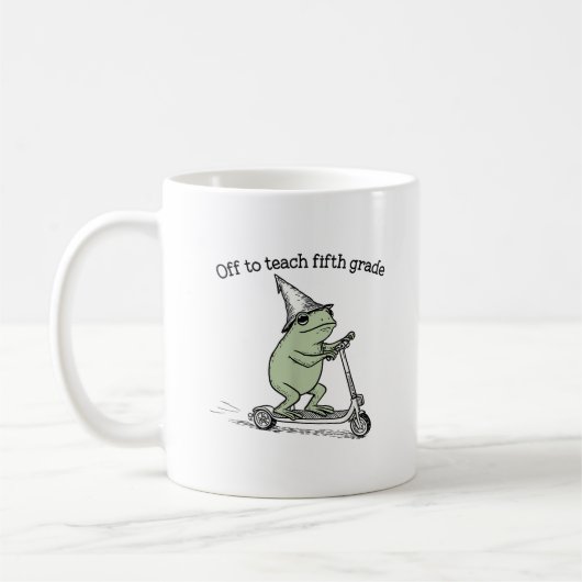 Op naar Fifth Grade Froggy Schattige Frog leren Koffiemok (Links)