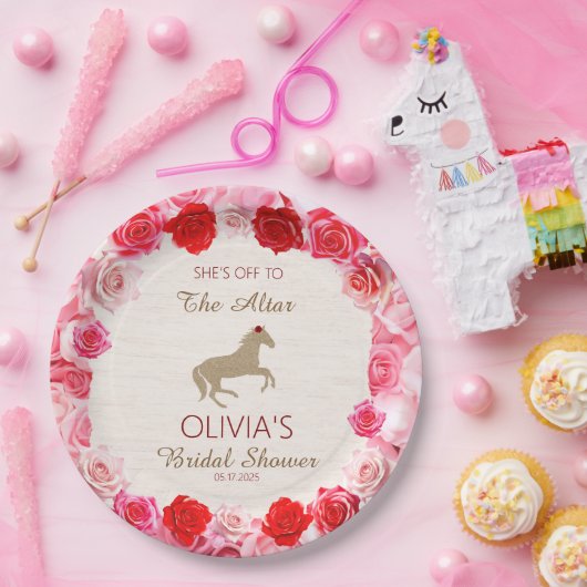 Op naar het Altar Red Roses Vrijgezellenfeest Papieren Bordje (Feest)