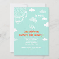 Op, omhoog en weg blauwe Uitnodiging