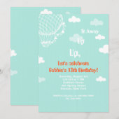 Op, omhoog en weg blauwe Uitnodiging (Voorkant / Achterkant)