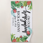 Op onze huwelijksreis - Gepersonaliseerde huwelijk Strandlaken (Voorkant)