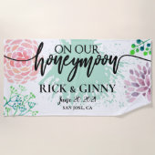 Op Onze Huwelijksreis - Watercolor Splash Jonggehu Strandlaken (Voorkant)