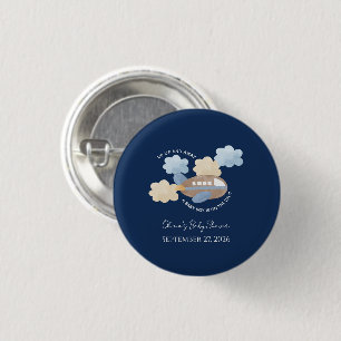 Op Op en Weg Waterverf Vliegtuig Jongen Baby Borre Ronde Button 3,2 Cm
