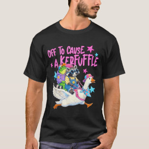 Op pad om een rel te schoppen Kikker Wasbeer Gans T-shirt