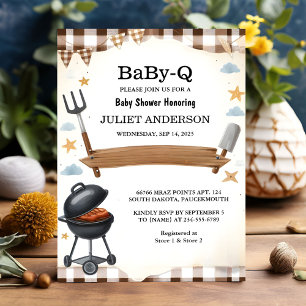 Op Plaid Babyq Fun Food Steak Beef BBQ Baby shower Kaart