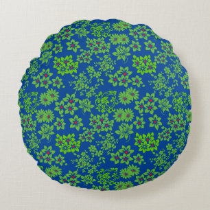 Op planten gebaseerde patronen (6).green Blue BG Rond Kussen