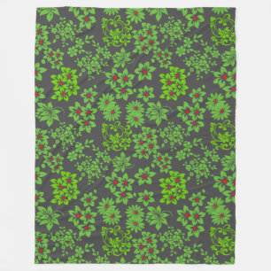 Op planten gebaseerde patronen (6).groen DGrey BG Fleece Deken