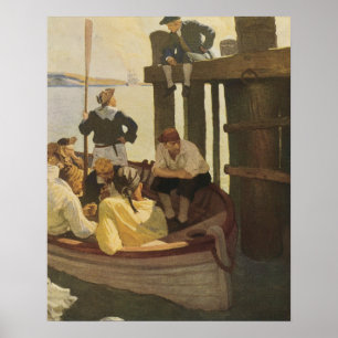 Op Queen's Ferry van NC Wyeth, piraten Poster