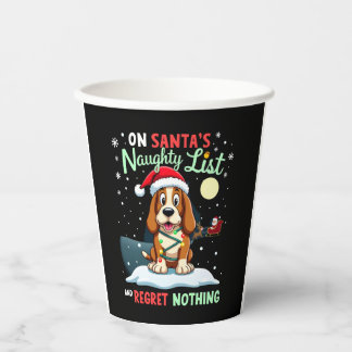 Op Santa's Kerstmis Stoute Lijst Berouw Niks Basse Papieren Bekers
