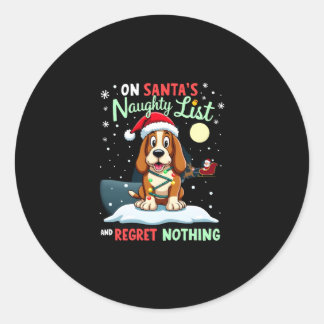Op Santa's Kerstmis Stoute Lijst Berouw Niks Basse Ronde Sticker