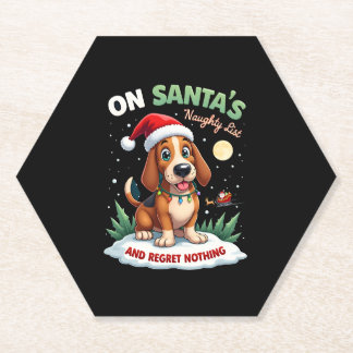 Op Santa's Kerstmis Stoute Lijst Niets Te Betreure Kartonnen Onderzetters
