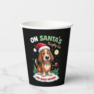 Op Santa's Kerstmis Stoute Lijst Niets Te Betreure Papieren Bekers
