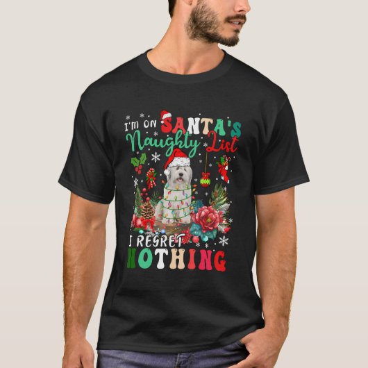 Op Santa's ondeugende lijst spijt niets Xmas Beard T-shirt (Voorkant)