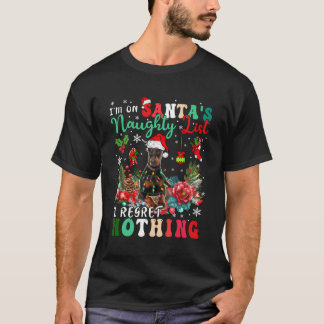 Op Santa's ondeugende lijst spijt niets Xmas dober T-shirt