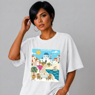Op Santorini geïnspireerde digitale zomervakantiek Tri-Blend Shirt