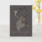 Op Slayer Reindeer Kerstmis Kaart (Gele Bloem)