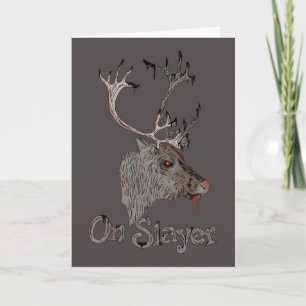 Op Slayer Reindeer Kerstmis Kaart