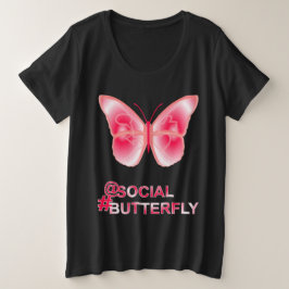 Op sociale hashtag Butterfly Grote Maat T-shirt