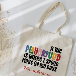 Op speelplein typografie, een modern cadeau voor d tote bag