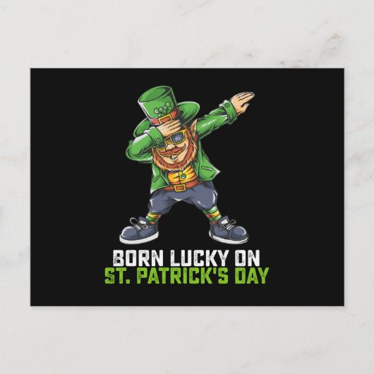 Op St. Patrick's Dag Geboren Geluk Dabbing Verjaar Briefkaart (Voorkant)