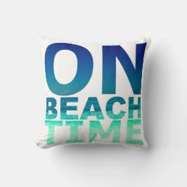Op strand Time Blue & Turquoise Typography Pillow Kussen