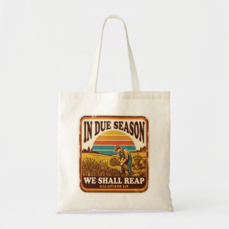 Op Tijd Zullen We Oogsten Galaten 6:9 Retro Tote Bag