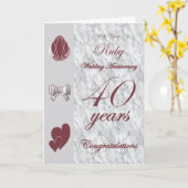 Op uw robijnen huwelijksjubileum kaart (Gele Bloem)