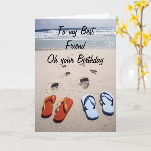 OP UW VERJAARDAG **BESTE VRIEND** STRANDSTIJL KAAR KAART (Gele Bloem)