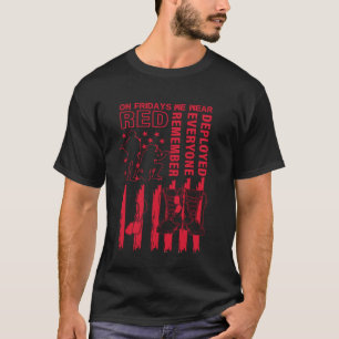 Op vrijdag dragen we rode Amerikaanse vlag militai T-shirt
