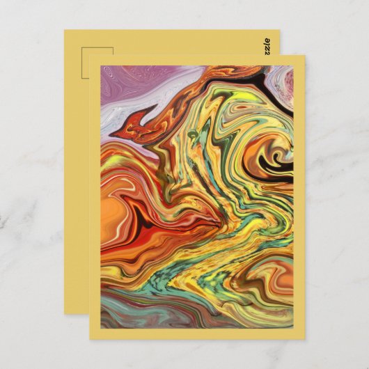 Op vuurmeerkleurige Briefkaart abstracte Kunst (Voorkant / Achterkant)