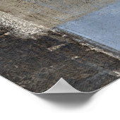 'Op weg' Blauw en beige Abstracte kunst Poster (Hoek)