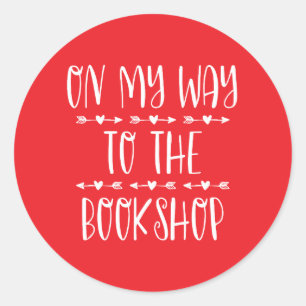 Op weg naar de boekwinkel ronde sticker