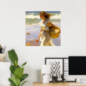 Op weg naar een strandpicknick poster (Thuiskantoor)