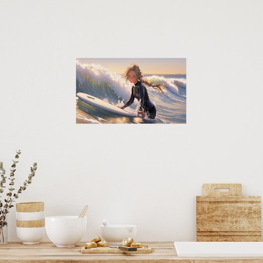 Op weg om een golf te vangen poster (Keuken)