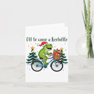 Op weg om een rel te schoppen Grappige Kikker Kers Kaart