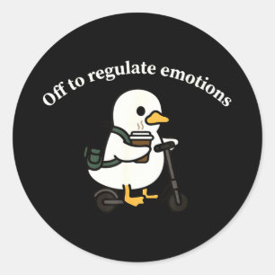 Op weg om emoties te reguleren grappige gans geest ronde sticker
