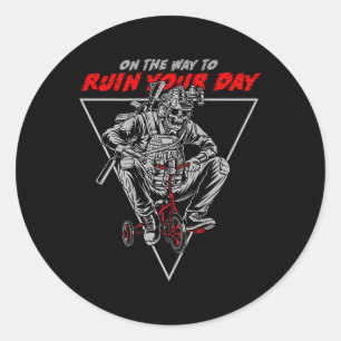 Op weg om je dag te verpesten (op de rug) ronde sticker