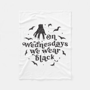 Op woensdag Draag we Black Retro Halloween _1 Fleece Deken