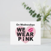 Op woensdag Draag we Pink Funny Valentijn Briefkaart (Staand voorkant)