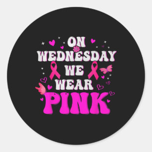 Op woensdag Draag we Pink Ribbon borstkanker AWA Ronde Sticker
