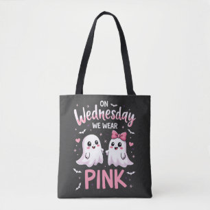 Op woensdag Draag we roze spookachtige Halloween s Draagtas