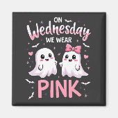 Op woensdag Draag we roze spookachtige Halloween s Magneet (Voorkant)