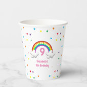 Op Wolk 9! Rainbow Birthday Papieren Bekers (Voorkant)
