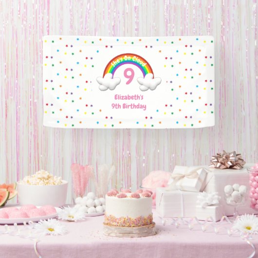 Op Wolk 9! Rainbow Birthday Spandoek (Feest)