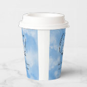 Op wolk negen 9 kalligrafie blauwe bruidsfeest papieren bekers (Rechts)