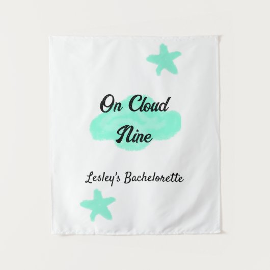 Op wolk negen pastelgroene wolken ster vrijgezelle wandkleed (Voorkant)